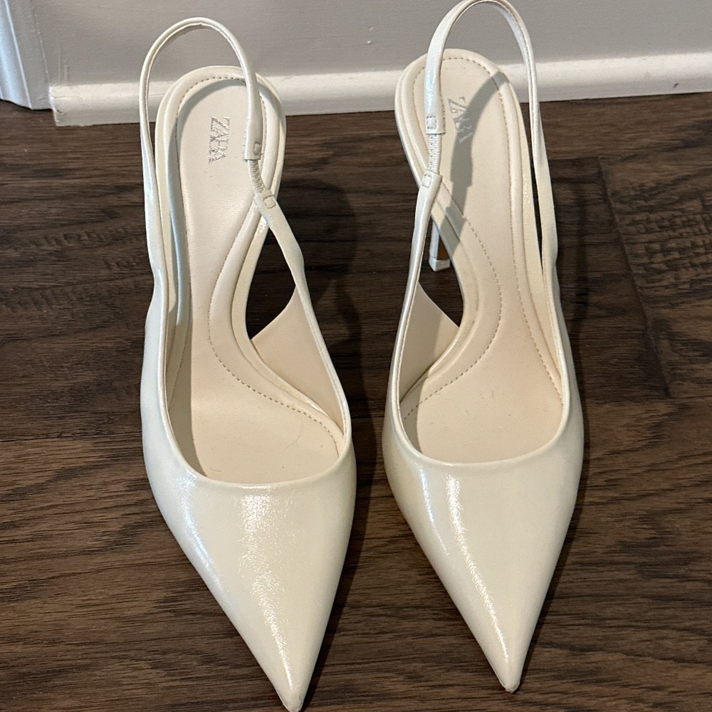 Zara white slingback heels, 39